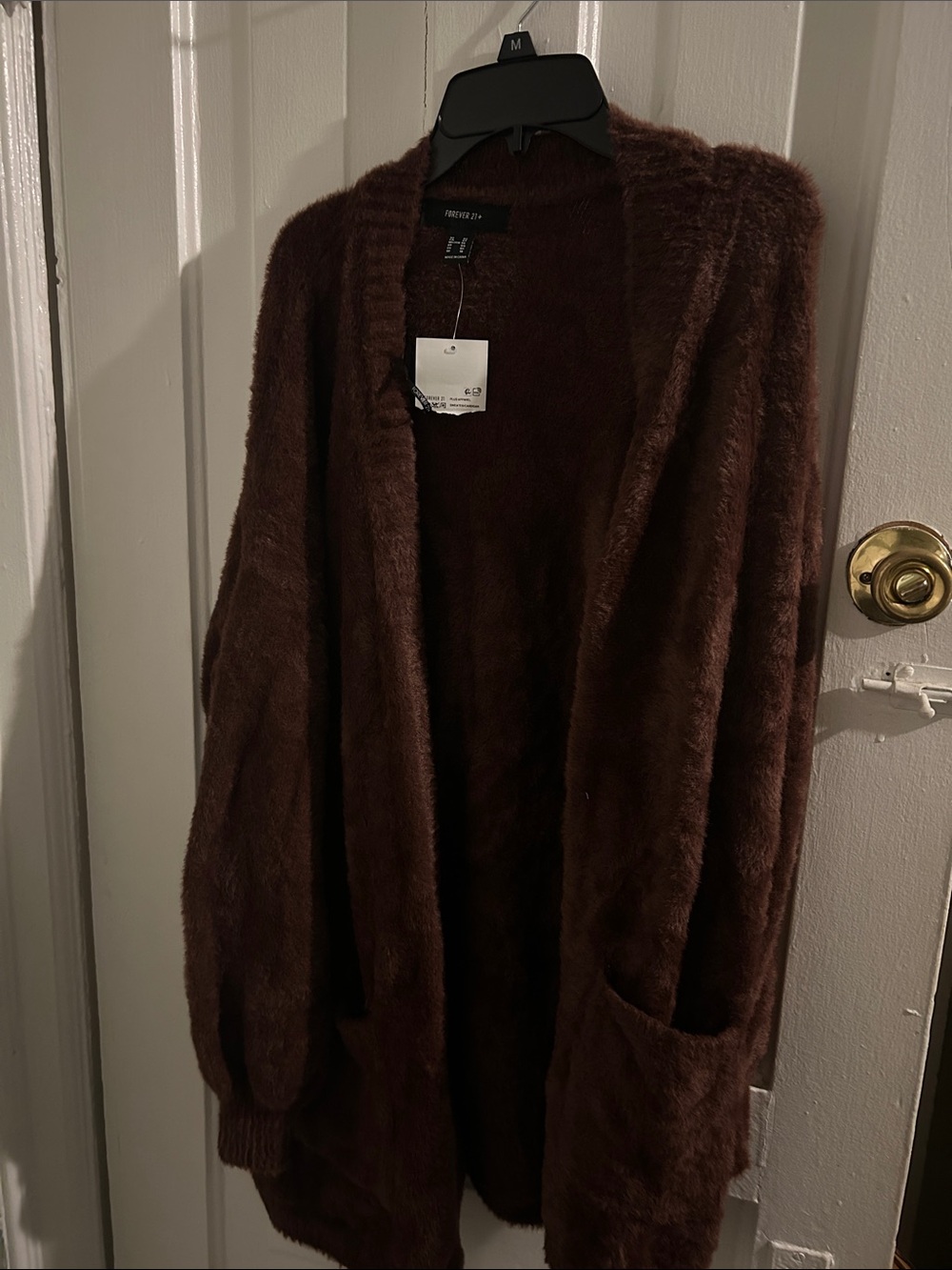 Forever 21 Plus Chocolate Brown Fuzzy Cardigan